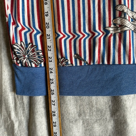 LULA ROE SIMPLY COMFORTABLE TOP SHORT SLEEVE PLANES PATRIOTIC WOMENS SZ LARGE - Picture 9 of 10